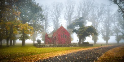 Gostwyck Chapel shrouded in morning mist New England High Country New South Wales Australia fine art print