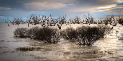 Menindee Lake along the Darling River New South Wales Australia with calm waters and surrounding landscape fine art print