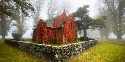 Gostwyck Chapel surrounded by mist in the New England High Country New South Wales Australia fine art print
