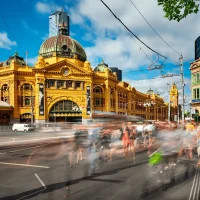 Historic exterior of Melbourne central train station