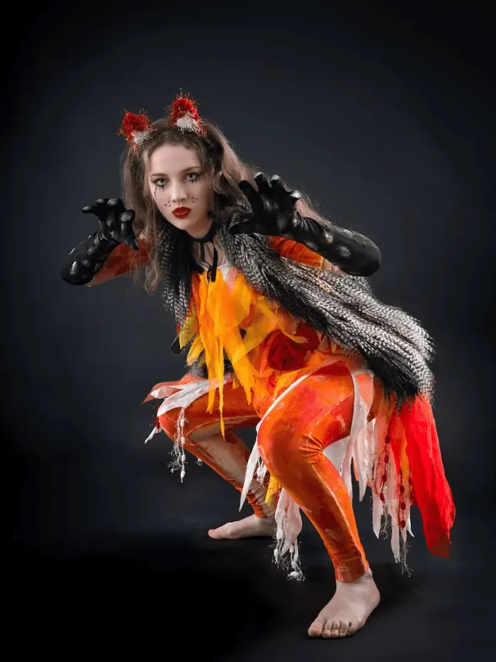 Studio portrait of a lady in a cat outfit